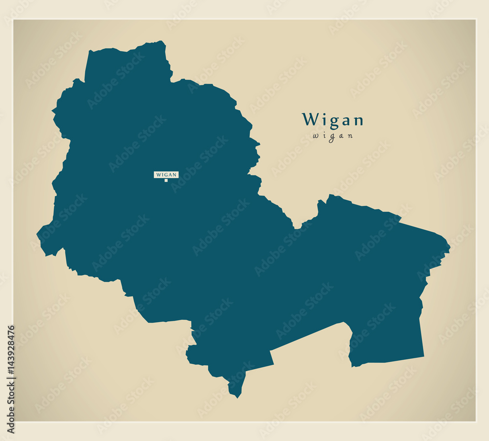 Modern Map - Wigan borough Greater Manchester UK England