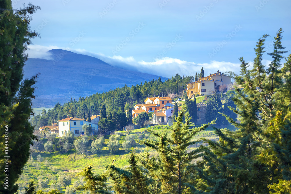 Fototapeta premium Tuscany landscape. Rocca d´Orcia. Val d'Orcia, Siena province, Italy