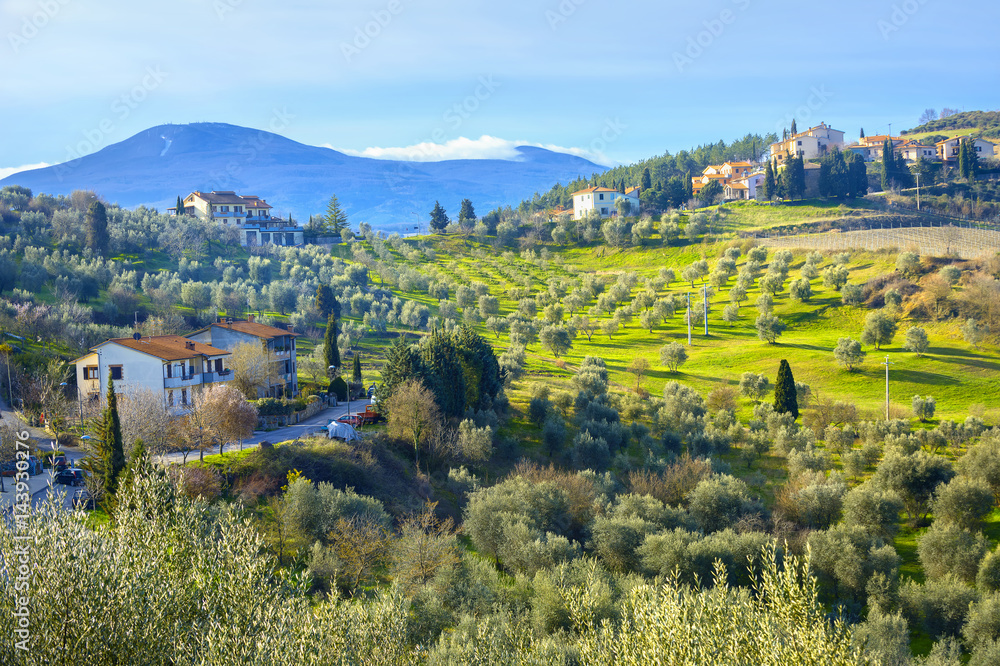 Tuscany landscape. Rocca d´Orcia. Val d'Orcia, Siena province, Italy