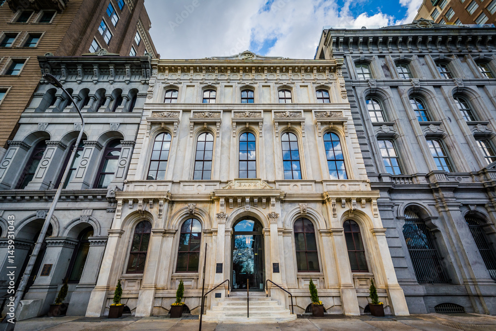 Historic banks on Chestnut Street in Philadelphia, Pennsylvania.