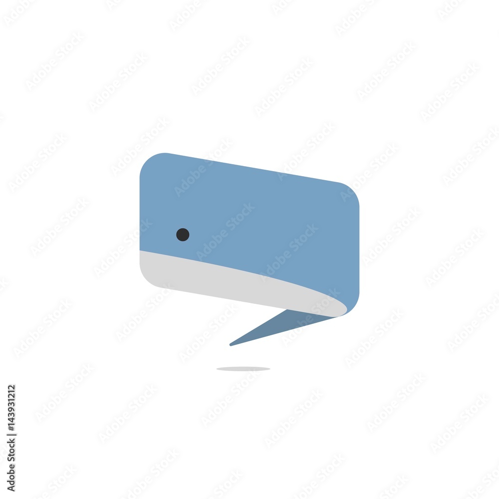 Fototapeta premium Whale Bubble Speech Icon. Isolated on White Background.