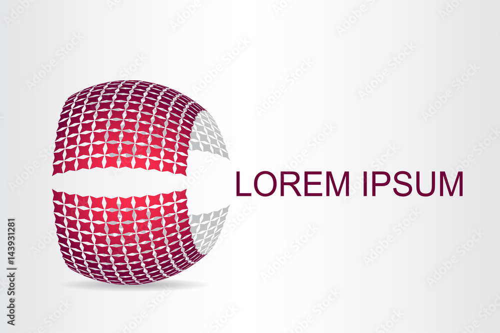 Logo stylized spherical surface with abstract shapes