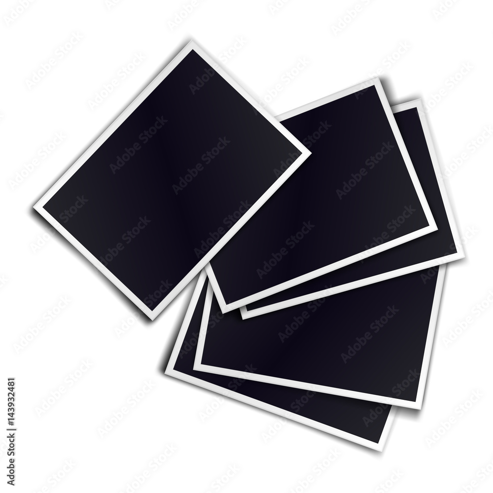 Composition of five blank realistic black photo frames on white background. Mockups for design. Vector illustration. Composition of five blank realistic black photo frames on white background. Mockups for design. Vector illustration.