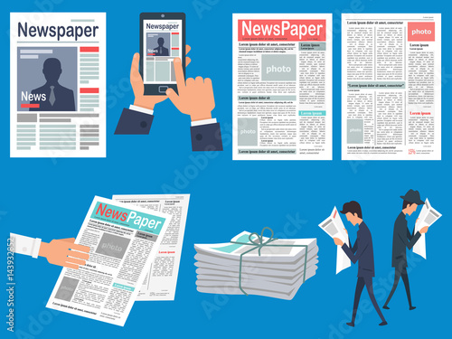 Newspapers Headlines Flat Vector Concepts Set