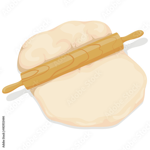 Vector Illustration of Rolling Pin with Dough