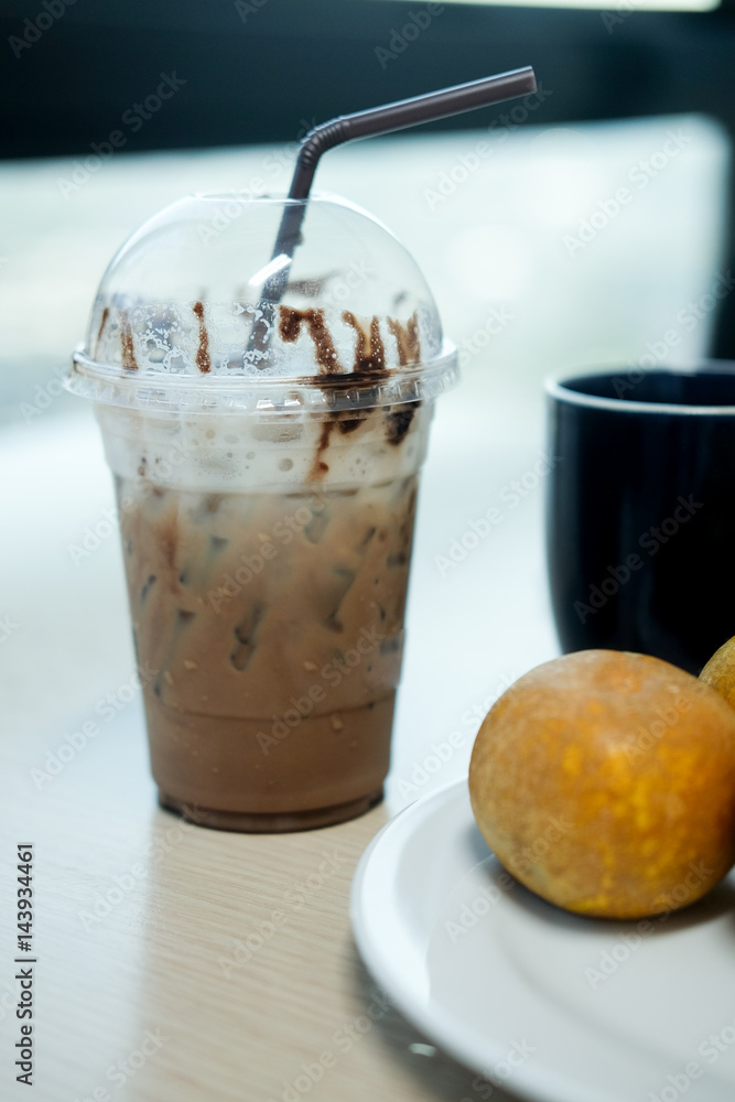 glass of iced cocoa iced cappucino coffee glass of iced cocoa iced cappucino coffee