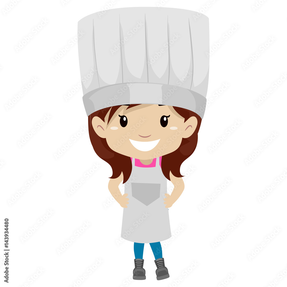 Vector Illustration of Little Girl Dressed Like a Chef Vector Illustration of Little Girl Dressed Like a Chef