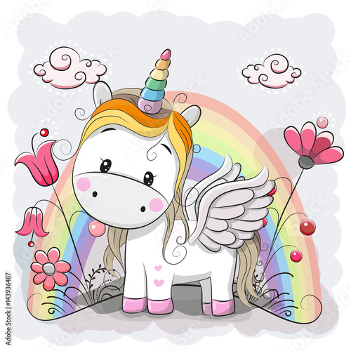 Dekoracja na wymiar  cute-cartoon-unicorn-on-the-meadow