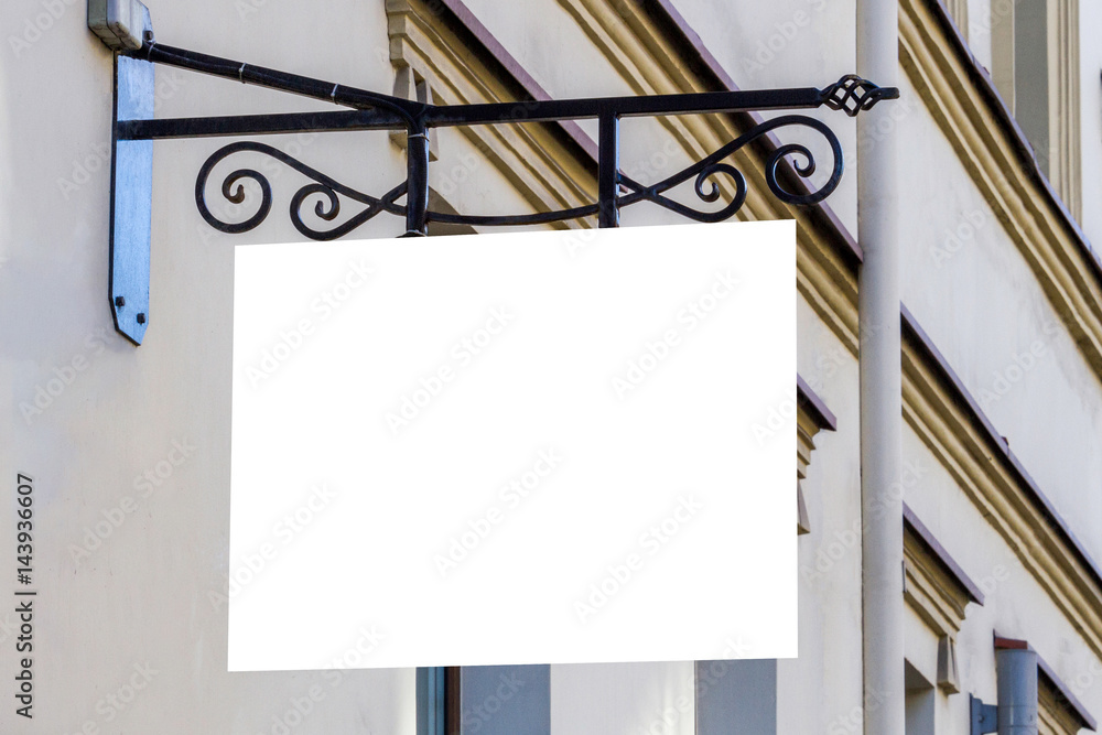 Blank mock up signboard on the wall Blank mock up signboard on the wall