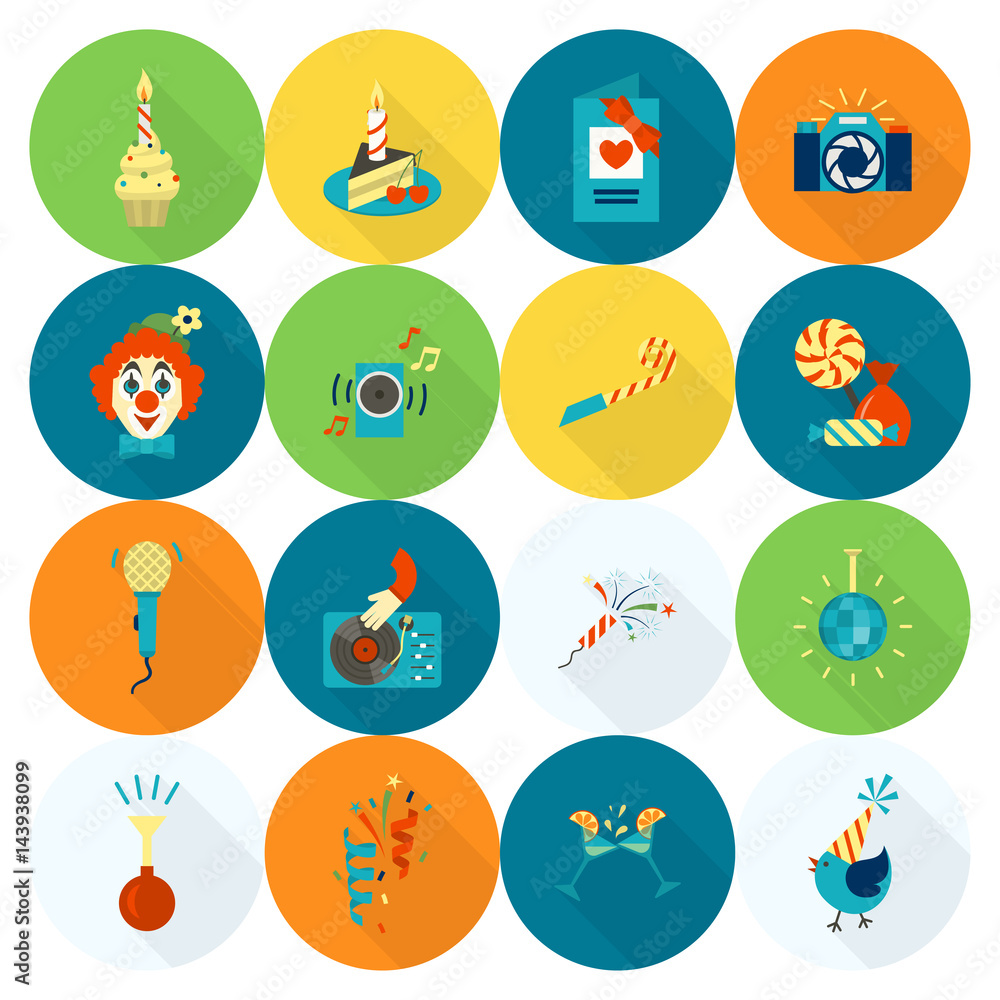 Happy Birthday Icons Set Happy Birthday Icons Set