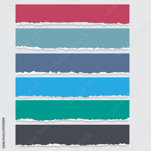 Vector set of colored torn paper banners with space for text