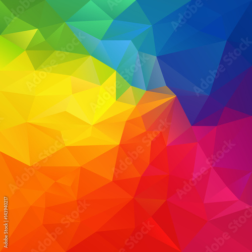 vector abstract irregular polygon background with a triangle pattern in vibrant colorful spectrum rainbow color