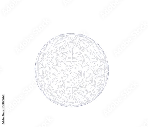 Abstract Sphere wireframe. Isolated on white background. Sketch illustration.