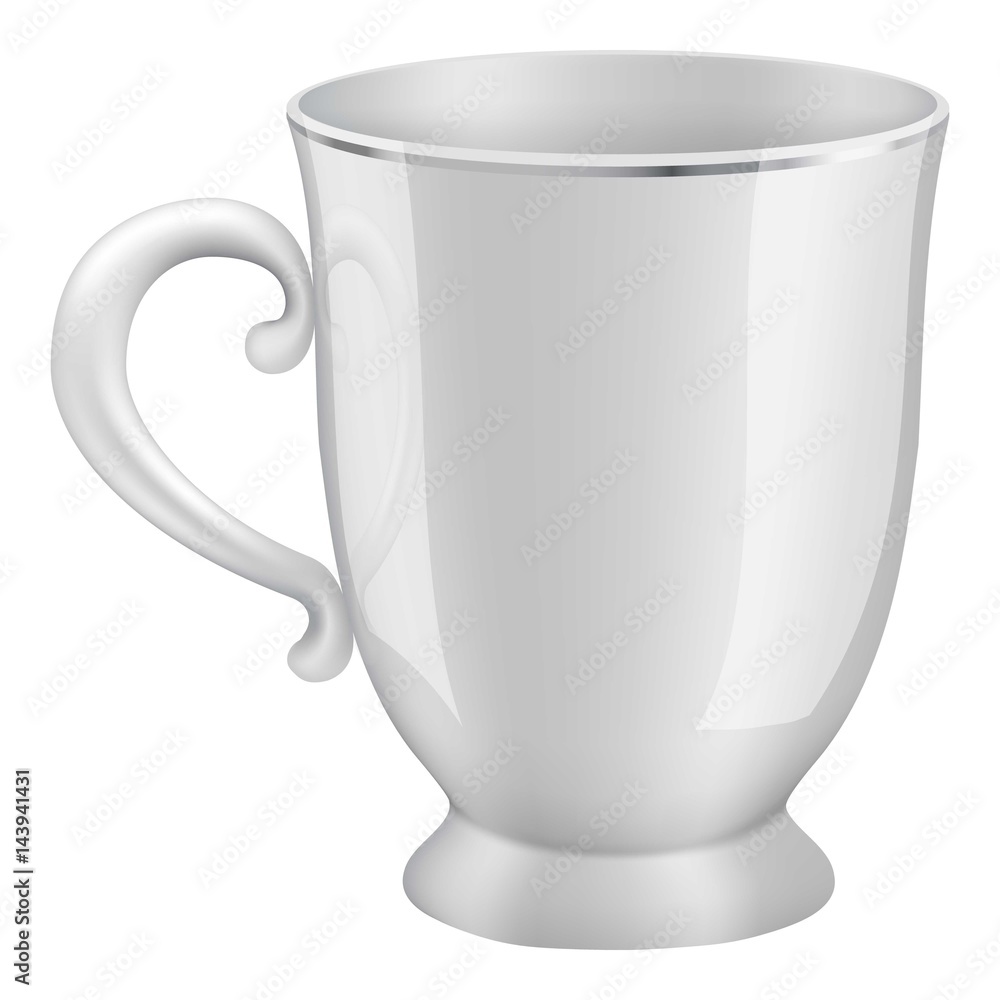 White tea cup mockup, realistic style White tea cup mockup, realistic style
