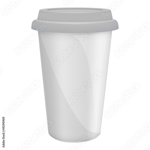 Paper coffee cup with lid mockup, realistic style