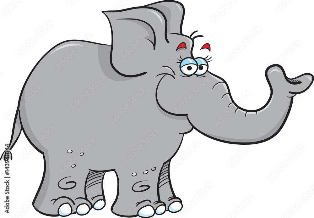 Fototapeta premium Cartoon illustration of a smiling elephant.