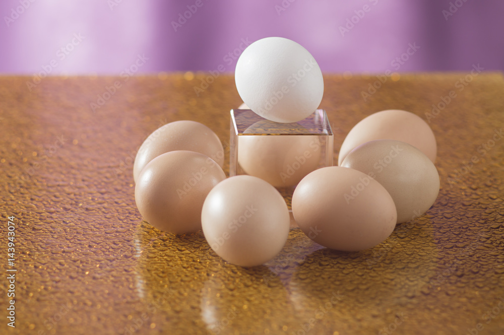 A few eggs on a bright background A few eggs on a bright background