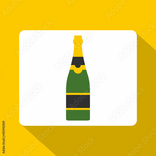Champagne bottle icon, flat style