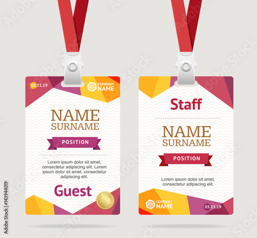 Id Card Template Plastic Badge. Vector
