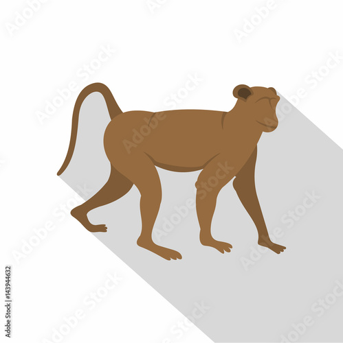 Brown monkey icon  flat style