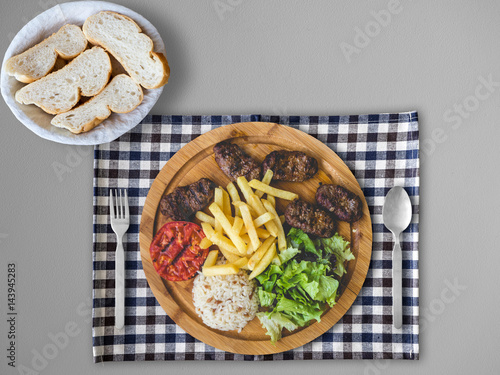 Grilled minced beef meal set. photo