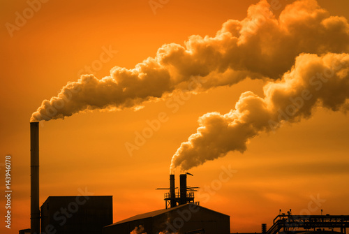 Pollution and Smoke from Chimneys of Factory or Power Plant