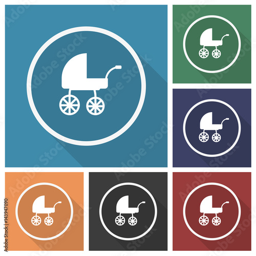 Button - Set - Schatten - Kinderwagen retro