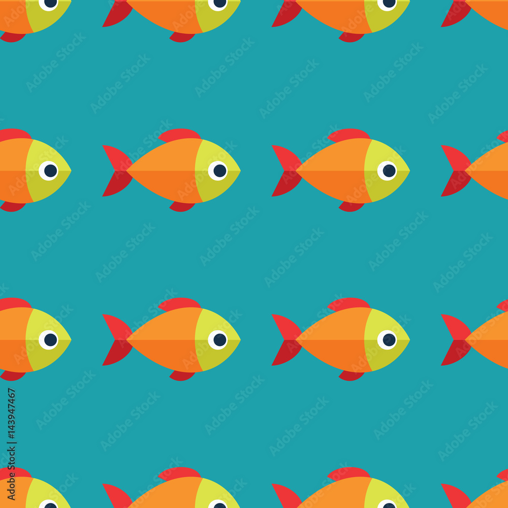 Naklejka premium Vector seamless fish pattern. Ocean or aquarium background
