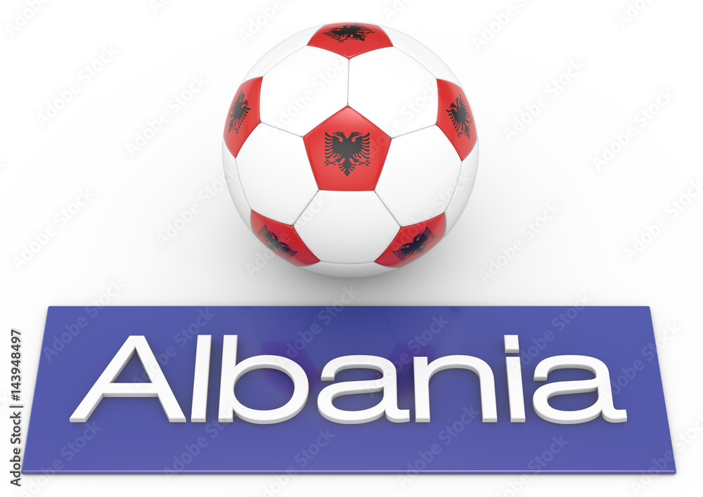 Fußball mit Flagge Albanien, Version 2, 3D-Rendering Fußball mit Flagge Albanien, Version 2, 3D-Rendering