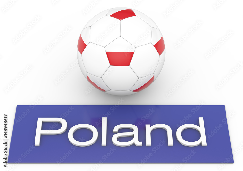 Fußball mit Flagge Poland Version 2, 3D-Rendering