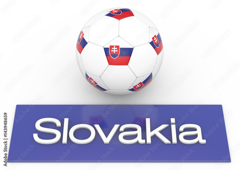 Fußball mit Flagge Slovakia, Version 2, 3D-Rendering Fußball mit Flagge Slovakia, Version 2, 3D-Rendering