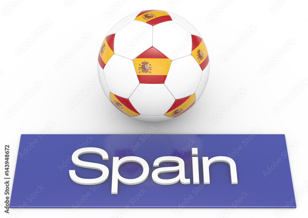 Fußball mit Flagge Spain, Version 2, 3D-Rendering