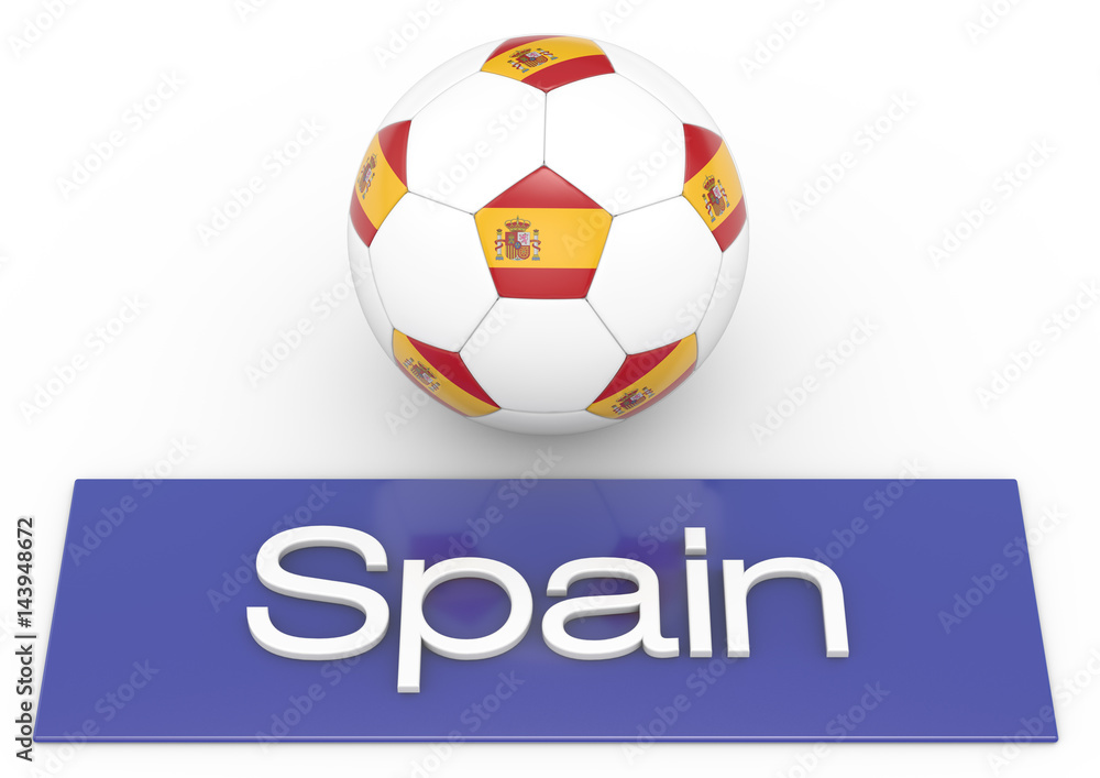 Fußball mit Flagge Spain, Version 2, 3D-Rendering Fußball mit Flagge Spain, Version 2, 3D-Rendering