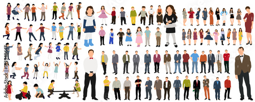 Vector illustration of a collection of people flat style, isometric people women, man, children