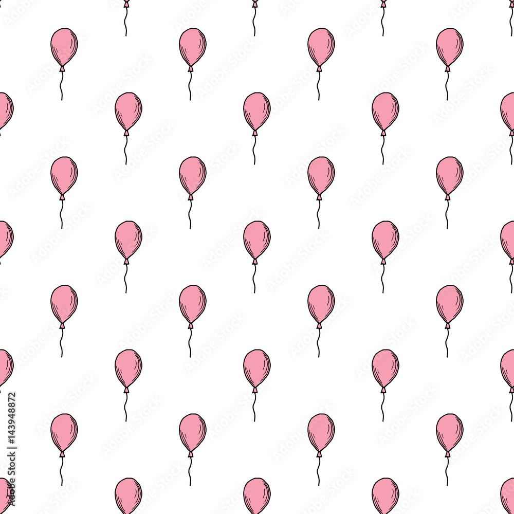 Holiday seamless pattern with multicolor air balloons. Design concept for gift cards, birthday greeting cards, festival decoration.