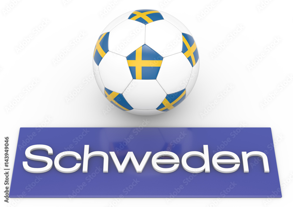 Fußball mit Flagge Schweden, deutsche Version, Version 2, 3D-Rendering Fußball mit Flagge Schweden, deutsche Version, Version 2, 3D-Rendering
