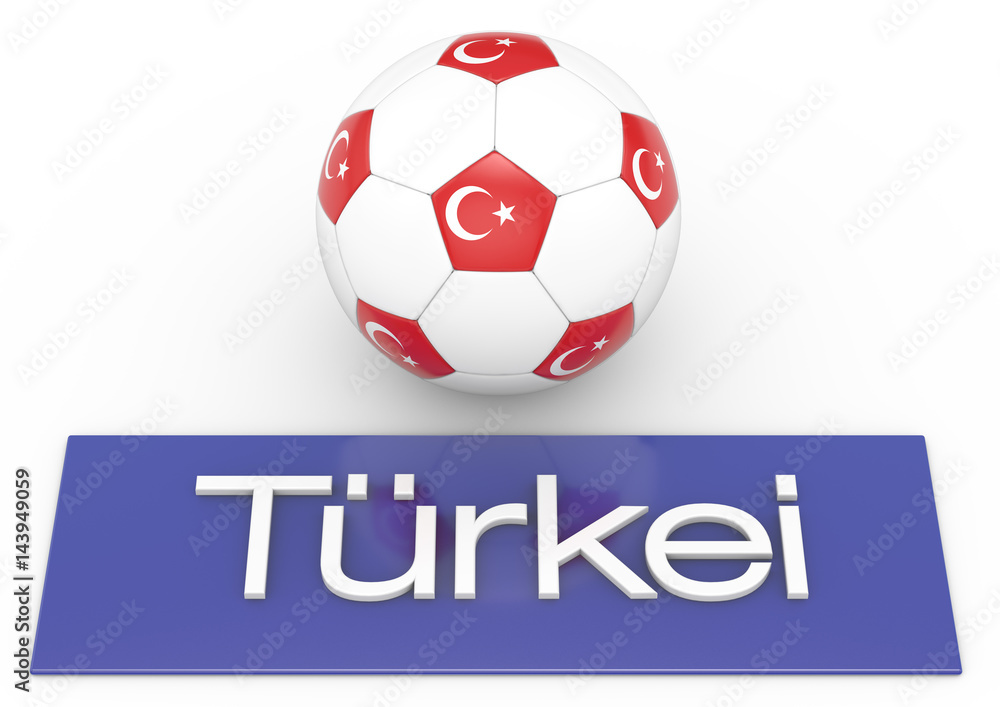 Fußball mit Flagge Türkei, deutsche Version, Version 2, 3D-Rendering Fußball mit Flagge Türkei, deutsche Version, Version 2, 3D-Rendering