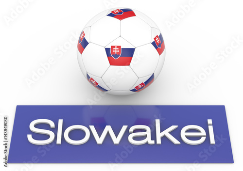 Fußball mit Flagge Slowakei, deutsche Version, Version 2, 3D-Rendering