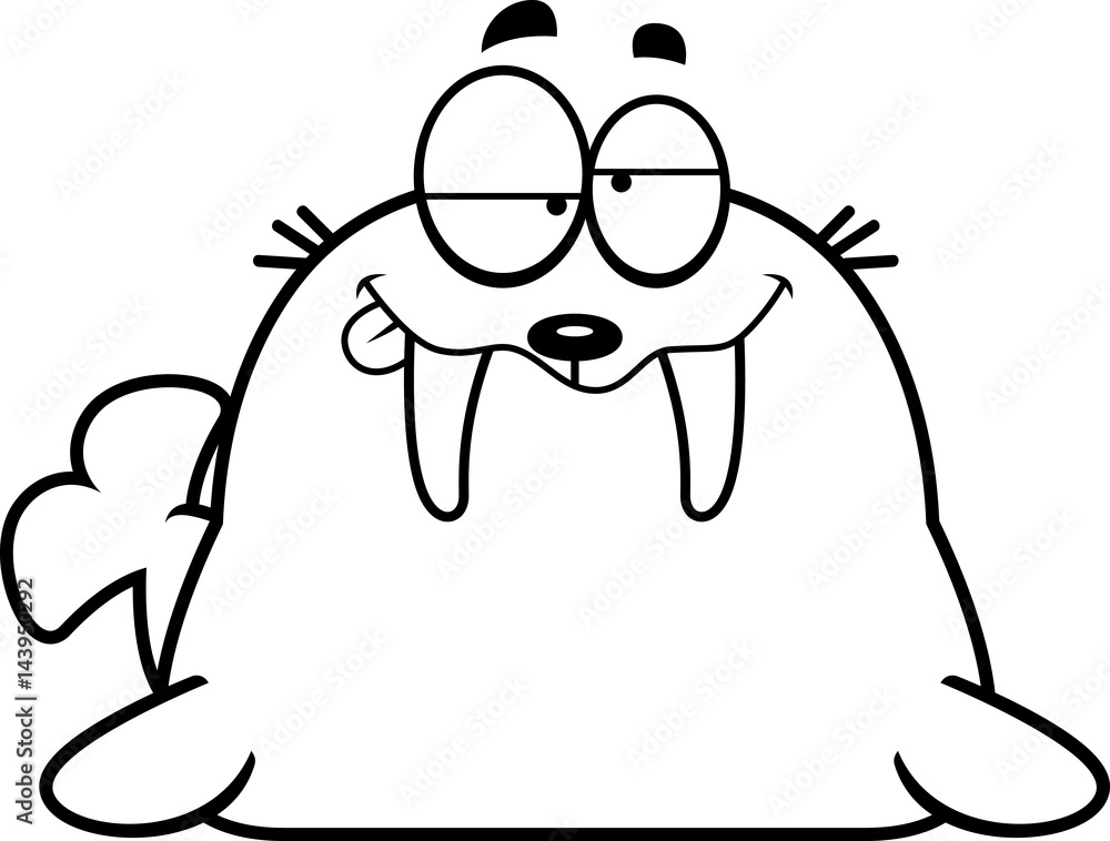 Obraz premium Drunk Cartoon Walrus