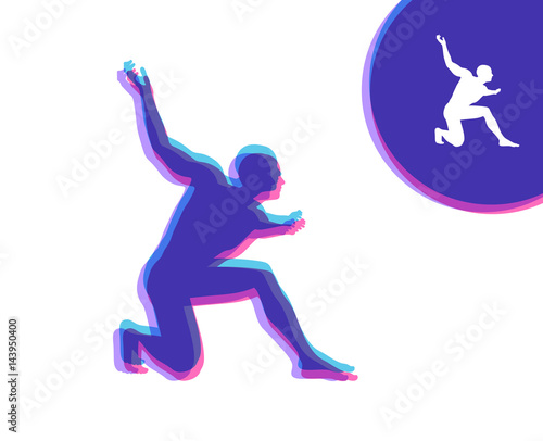 Silhouette of a man standing on his knees. Angry man figure. Vector illustration.