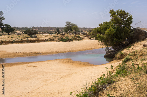 Dry river bed and view of the landscape near Niger River, Niger, Africa