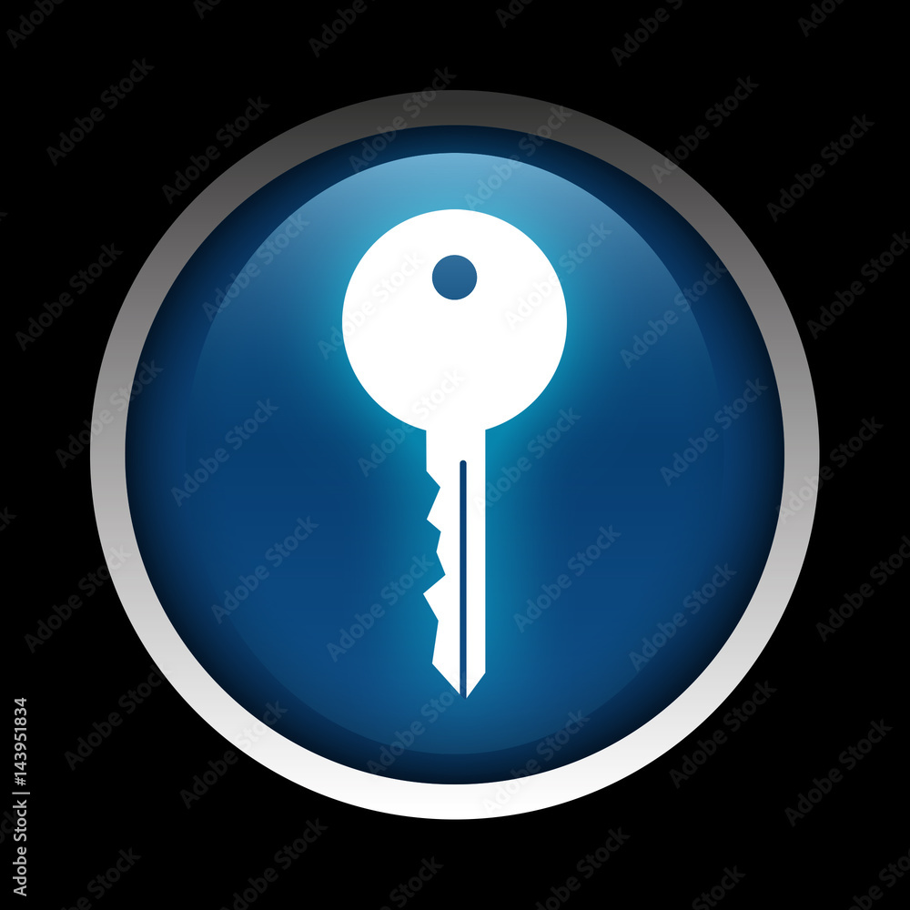Key icon on a circle isolated on a black background Key icon on a circle isolated on a black background