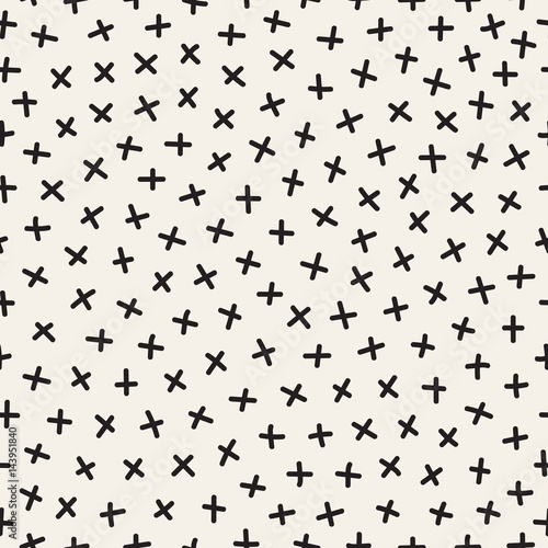 Scattered Geometric Line Shapes. Abstract Background Design. Vector Seamless Black and White Pattern.