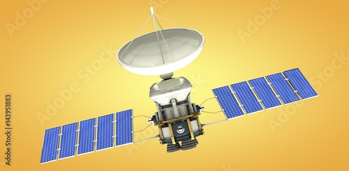 Composite image of 3d image of blue solar power satellite