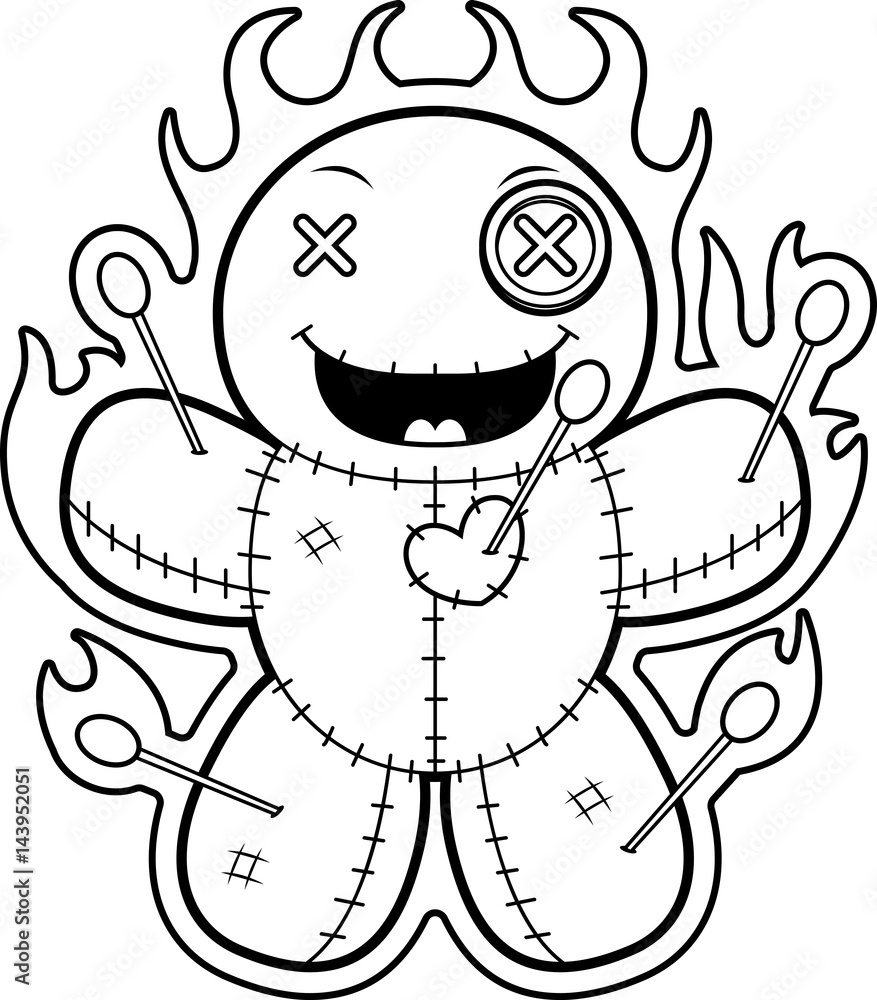 Obraz premium Cartoon Voodoo Doll Magic