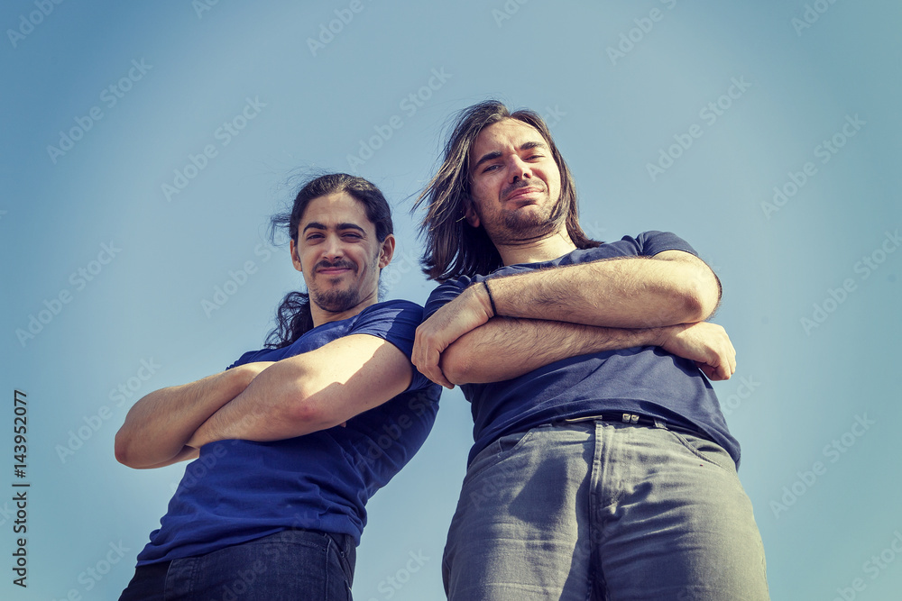 Obraz premium portrait of happy young adults on a terrace in London
