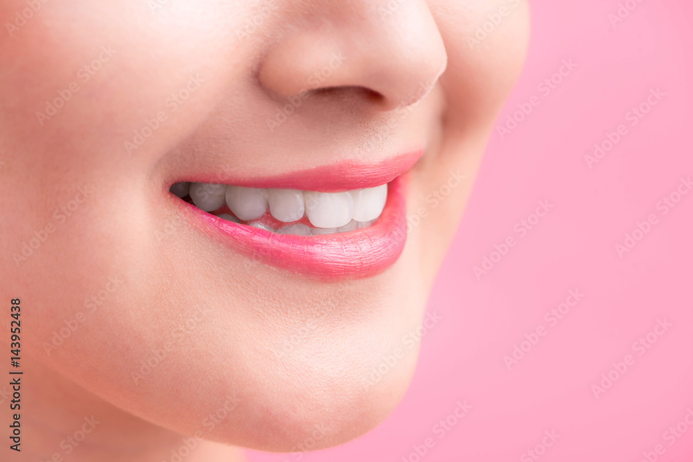 Obraz premium Beautiful Perfect Lips. Beauty young asian woman Lips over white background