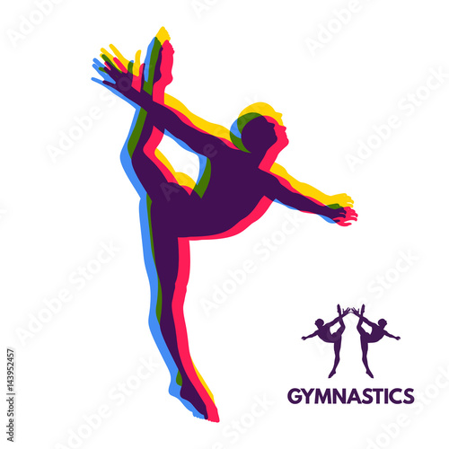Gymnast. Silhouette of a Dancer. Sport Symbol. Vector Illustration.