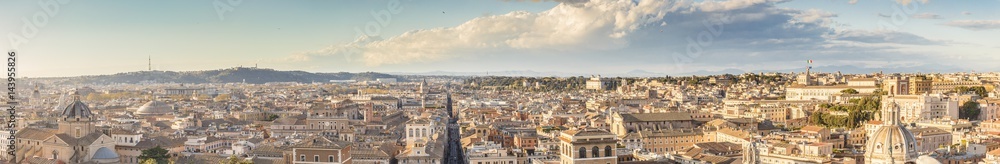 Panorama of Rome at sunset.Italy
