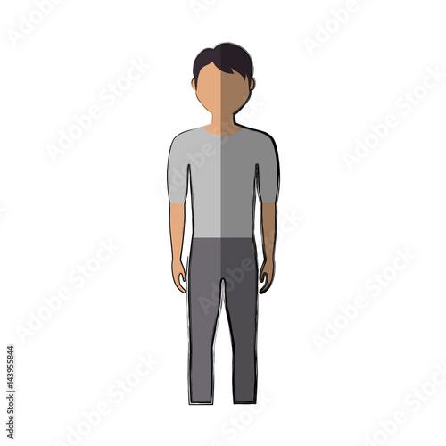 man standing and wearing casual clothes, cartoon icon over white background. colorful design. vector illustration